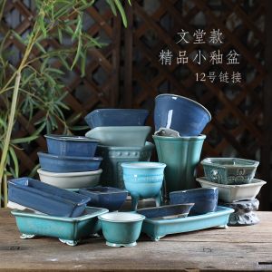 Mini Ceramic Flower Pots Indoor Green Plant Succulent Small Size Desktop Calligraphy Series 12 Self-Service House Flower Pots