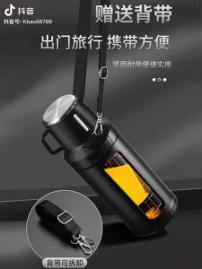 【1pc】Large Capacity Double Layer Glass Water Bottle High Quality Heat Resistance Tea Bottle  双层玻璃水杯塑料外层茶水分离 Botol Kaca