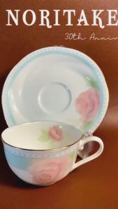 NORITAKE 100%New - 30th Anniversary - 01 Set Trà Hoa Hồng Bằng Sứ Xương Thượng Hạng