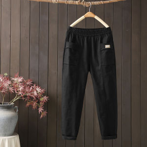 Mom Pants Womens Spring and Autumn New Arrival Pure Cotton Pants Loose Slimming Harem Pants High Waist All-Matching Straight Casual Pants