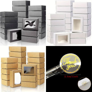 20pcs Mini Kraft Paper Box With Window Candy Jewelry Soap Boxes Present Box Present Packaging With Stickers For Party Wedding