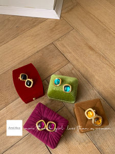 Multicolor Gold Plated Silver Earrings Retro Hong Kong Style Square Sugar Female Fashion Jewelry S925 High End Sensation