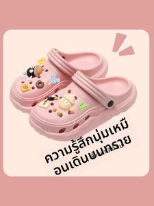 รองเท้าแตะส้นแบน EVA สำหรับผู้หญิง รองเท้าแตะแบบสวมสบายในบ้าน รองเท้าแตะสำหรับชายหาด รองเท้าแตะทรงหัวกลม รองเท้าแตะทรงหัวกลม