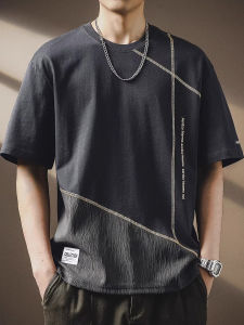 Retro American Style Mens T-shirt Casual Loose Short Sleeve round Neck Pure Cotton Summer Fashion Body Fit Tee for Youth