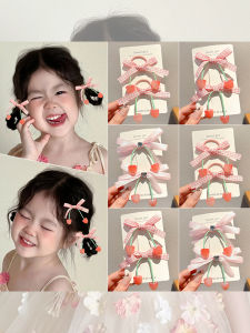 NING ZHOU | Cute Pink Cherry Bow Hair Band and Side Clip