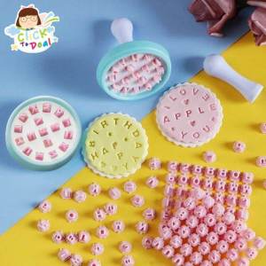 CTD 84 Pcs Circle Alphabet Letter Air Dry Clay Stamp Polymer Clay Stamp Cookies Fondant Clay Stamp Letters Embosser Mold
