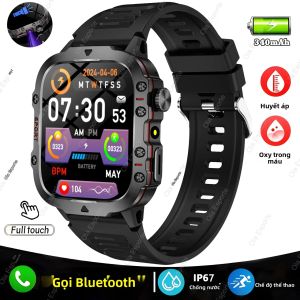 Đồng Hồ Thông Minh Quân Sự 2026 Dành Cho Nam Giới Có Đèn Pin GPS Chống Nước Theo Dõi Thể Thao Ngoài Trời Gọi Bluetooth HD Tương Thích Với Android iOS