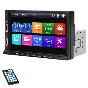 HIPPCRON | HIPPCRON 7” 1DIN Carplay Android Auto 12V Car Radio MP5 Multimedia Player FM Receiver ISO Power BT5.1 Mirror Link Touch Screen