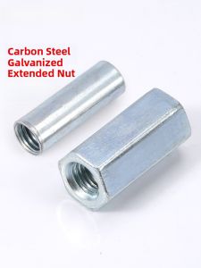 Galvanized Hex Nuts Threaded Rod Connectors Cylindrical Type M4 M5 M6 M8 M10 M24 Carbon Steel Hand Tightening Hardware Tools