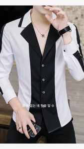 Áo sơ mi nam Áo Sơ Mi nam Dài tay cổ Vest phối 2 màu Đen - Trắng phong cách lịch lãm sang trọng. Mã N22