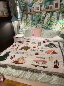 Chăn Du Lịch Đường Bộ Chăn Cắm Trại Ngoài Trời Chăn Ghế Sofa Chăn Trang Trí Nhà Chăn Cotton Polyester 60% Cotton 40% Chăn Cắm Trại Chăn Thoải Mái Chăn Sang Trọng Chăn Lông Cừu