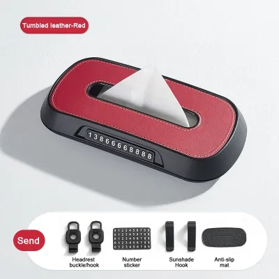 Leather Car Tissue Box Car Sun Visor Type Hanging Container Paper Towel Holder Paper Rack Organizer Storage Bag Phone Number