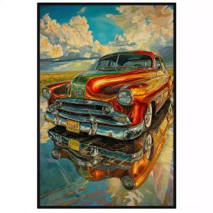 Tranh sơn dầu xe ôto siêu xe. Tranh treo tường dán tường canvas trang trí. CGI-1878