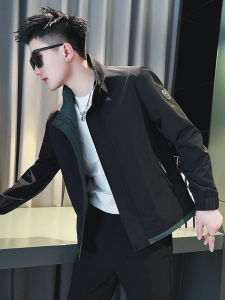 Áo Khoác Nam Xuân Thu Thời Trang Màu Tương Phản Thường Ngày Ngắn Cổ Đứng Khóa Kéo Chống Nhăn Áo Khoác Ngoài