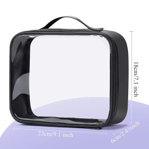 Clear Makeup Bag with Zippers Transparent Makeup Organizer Cosmetic Makeup Bags for Vacation Business Trip Airport Toiletry Bag