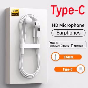 Original Headphones For Type C 3.5mm Xiaomi Mi 15 14 13 Redmi K70 K60 K40 Note 12 11 Pro Huawei Mate Samsung S23 Wired Earphones