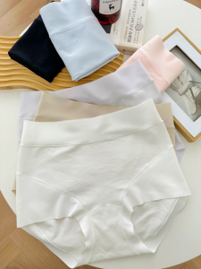 High-Waist Pure Cotton Womens Underwear Breathable Triangle Panties Seamless Comfortable Abdomen Control Large Size Briefs