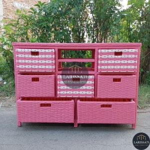 Lemari Plastik Rotan Sintetis Laci 10 Rak Buku Serbaguna Lemari Pakain Murah