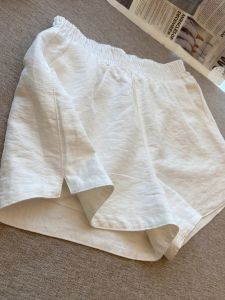 V.C.I | Slim Fit White Shorts for Pear-shaped High Waisted Elastic
