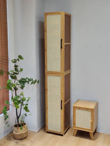 Bamboo Shoe Cabinet Large Capacity 30+ Pairs Rak Kasut Keluarga Rattan Door Home Indoor Dust-proof Shoes Cabinet Modern Minimalist 家用大容量入户鞋柜