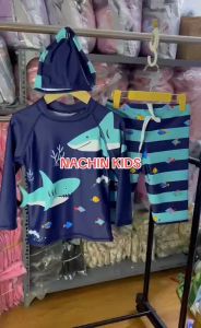 Bộ đồ bơi 3 món áo dài tay + quần lững+kèm mũ siêu mẫu mới chất xịn siêu đẹp dành cho bé trai [hàng QC cao cấp]