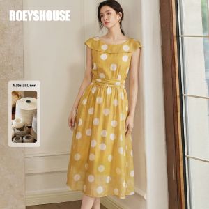 Roey s house | Polka Dot Peplum Collar Slim Waist Summer Work Dress