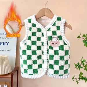 Kids Vest Girl Cashmere Autumn and Winter Boys Baby Cotton Vest Fleece-lined 6 Heattech Outer and Inner Wear 3 Years Old Western Style