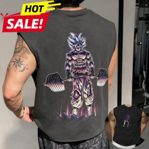 Bandai | Son Goku Super Saiyan Anime Dragon Ball Gym Harajuku Spring Summer Men Tank Top Fitness Oversized Casual Sports Sleeveless Tee