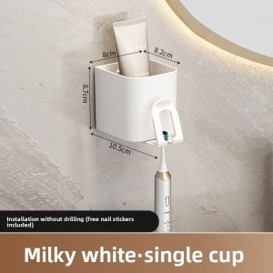 WEIMEIYUAN | Wall-mounted Toothbrush Holder with Toothpaste Storage and Cup for Couples