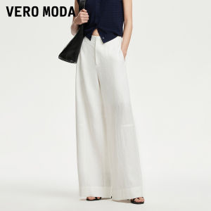 Vero Moda Casual Pants Loose Wide Leg Pure Color Linen Blend Autumn New Style Comfortable Natural Waist Womens Fashion