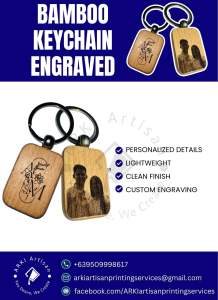 AAPS - Bamboo Keychain Engraved | Perfect for gifting souvenirs giveaways & keepsake (Customized)