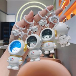 Creative Starry Sky Night Light Astronaut Keychain Couple Glowing Bear Keychain Bag Pendant Small Gift