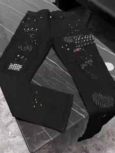 Quần Jeans Denim Nam Ống Thẳng Ôm Vừa Màu Đen Thêu Xếp Ly Thường Ngày Quần Dài Mùa Xuân Thu Đông