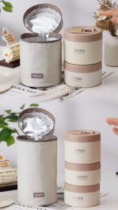 Bộ hộp cơm giữ nhiệt TAFUCO  1150ml/ 1610ml 2 ngăn/ 3 ngăn Inox 316L + tặng kèm muỗng đũa Inox 304 túi giữ nhiệt