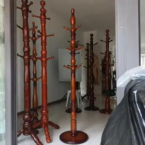 GAMNOF Solid Wood Coat Rack Freestanding Coat Rack Hall Tree Hanger with 9 Hooks