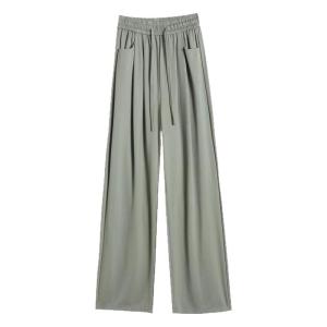 LANGPIN | กางเกงขายาวทรงหลวมผ้าไหมน้ำแข็งสำหรับผู้หญิง กางเกงขายาวทรงสลิมฟิตบางเฉียบ ทรงหลวม ใส่สบาย ดีไซน์ใหม่ ฤดูร้อน 2025