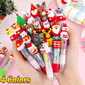 ปากกาลูกลื่นตกแต่งคริสต์มาส4สีปากกาลูกลื่นขนาดเล็กน่ารัก5ชิ้นสำหรับเด็กอุปกรณ์การเขียนของโรงเรียนของขวัญปีใหม่