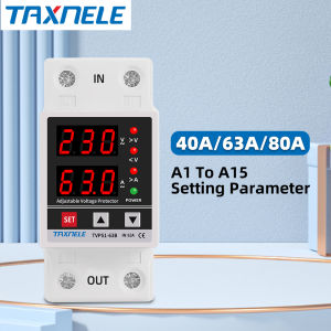 Din Rail Dual Display 40A 63A 80A 220V Adjustable Over Voltage and Under Voltage Protective Device Voltage Protector Limit Over Current Protection