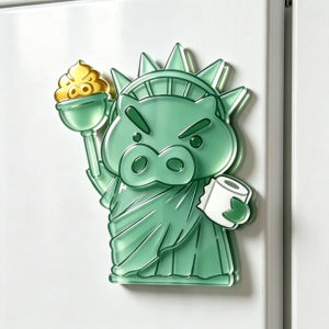Bandai | Funny Acrylic Fridge Magnet Themed with Crayon Shin-chan Butadzuraemon Statue of Liberty Magnetic Sticker Refrigerator Decor