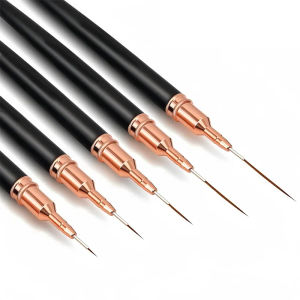 Professional Stripe แปรงเล็บ 1 ชิ้นเล็บแปรงสีดํา UV เจลจิตรกรรมปากกาแกะสลักเล็บแปรงสําหรับเล็บ