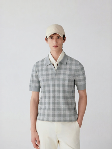 ICICLE | Mens Fine Cotton Polo Neck Jacquard Sweater