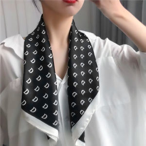 Fashionable Small Square Scarf Womens Thin Style Autumn Season Polka Dot Striped Necktie Korean Version Multifunctional Scarf