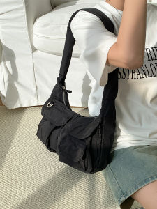 AOAins Unique Lightweight Nylon Underarm Bag for Students Korean-Style Casual Versatile Shoulder Tote with Multiple Pockets