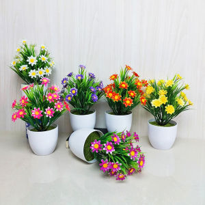 Pot Bunga Artificial Tanaman Palsu Bunga Krisan Hias Ornamen Plastik Dekorasi Rumah Import PBP24