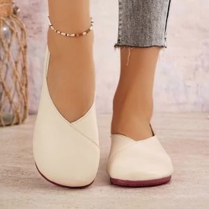 Giày Bệt Nữ Màu Trơn Mũi Tròn Đế Bằng Mùa Xuân Thu Thoải Mái Kiểu Dáng Thời Trang Dễ Mang.