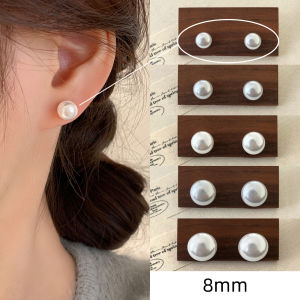 New Year Pearl Dumpling Earrings Womens Red Ear Studs Pierced Ear Jewelry Snake Crossing Youth Luxury High-grade Atmosphere Large-scale