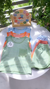 Bộ MINKY MOM Áo Ba Lỗ Quần Cộc Bé Trai Bé Gái Sọc Dệt Thun Lạnh loại 1 Đồ Bộ Mùa Hè Trẻ Em 0 1 2 3 4 5 6 7Tuổi