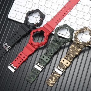 Dây đeo nhựa với trường hợp thích hợp cho Casio G-SHOCK GA-700 GA-710 GA-735 của nam giới Camo Đồng hồ dây đeo phụ kiện dây đeo cổ tay gờ lắp khung