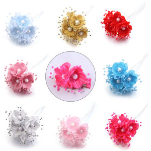 6Pcs/Lot 12cm Artificial Chiffon Flower Rose Flower Bouquet for Home Room Wedding Decoration DIY Scrapbooking Garland Wreath