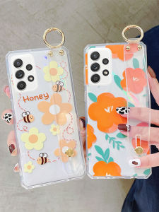 Acrylic Silicone Full Cover Edge Wristband Phone Case for Samsung A52 5G A53 A56 A14 A55 A33 Anti-Fall Women's Model